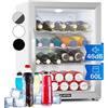 KLARSTEIN Mini Frigo Bar Portatile per birra, Ufficio, Camera, con Porta in Vetro e Ripiani Rimovibili, 0-13°C, 60L