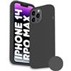 Phonix Cover per iPhone 14 Pro Max Silicone Liquido Grigio Scuro Italia - Custodia per iPhone 14 Pro Max Compatibile con Ricarica Wireless - Case Antiurto