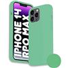 Phonix Cover per iPhone 14 Pro Max Silicone Liquido Verde Chiaro Italia - Custodia per iPhone 14 Pro Max Compatibile con Ricarica Wireless - Case Antiurto