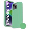 Phonix Cover per iPhone 14 Silicone Liquido Verde Chiaro Italia - Custodia per iphone 14 compatibile con Ricarica Wireless - Cover per iPhone 14 Morbida Antiurto con Bordi Rialzati