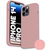 Phonix Cover per iPhone 14 Pro Silicone Liquido Rosa Antico Chiaro Italia - Custodia per iPhone 14 Pro compatibile con Ricarica Wireless - Cover per iPhone 14 Pro Morbida Antiurto