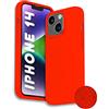 Phonix Cover per iPhone 14 Silicone Liquido Rosso Italia - Custodia per iPhone 14 Compatibile con Ricarica Wireless - Case Morbido Antiurto con Bordi Rialzati