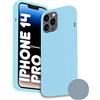 Phonix Cover per iPhone 14 Pro Silicone Liquido Azzurro Italia - Custodia per iPhone 14 Pro compatibile con Ricarica Wireless - Case Morbido Antiurto con Bordi Rialzati