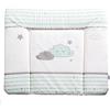 roba Materassino per Fasciatoio Happy Cloud, per Bambini e Neonati, 85 x 75 cm, Morbido e Idrorepellente, Rivestito in PU, Motivo con Nuvolette, Bianco e Verde