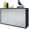 Vladon Madia Ben V3, mobile con 3 ante e 2 cassetti, nero opaco/grigio chiaro satinato (117 x 74 x 36 cm)