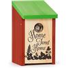 Relaxdays Nido artificiale uccellini HOME TWEET HOME legno, da appendere decorativo HLP: 21,5 x 12 x 15,2 cm rosso verde