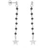Handmade Linea Italia Gioielli - Orecchini Lunghi per Donna In Argento 925 Con Stella e Perline Nere - Made In Italy