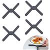 EXLECO 4 Pezzi Sottopentola Silicone, Presine Silicone da Cucina, Sottopentola Pieghevole in Silicone, Antiscivolo Sottobicchieri Apribili Presine Protezione Dal Calore per Pentole Calde Ciotole Nero