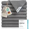 Gräfenstayn Set di 8 Strofinacci in microfibra - struttura a cialda assorbente e senza pelucchi, OEKO TEX Standard 100, 50x70 cm Asciugapiatti da cucina, asciugamani microfibra, canovacci (Antracite)