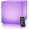 Mr.Go 25cm LED Luce Cubo Cambia Colore Mood Lampada con Telecomando, Luce Notturna LED con Batteria Ricaricabile, 8 Luminosità Dimmerabile, 16 Colori RGB Regolabili, Lampada da Comodino per Camerette