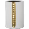 DRW Vaso da tavolo in ceramica bianco e oro 19 x 17 x 25 cm