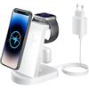 INNISTO Caricatore Wireless,INNISTO 3 In 1 Caricabatterie Wireless Induttiva,stazione ricarica Compatibile Con iPhone 17/16/15/14/13/12 Pro/Pro Max,Apple Watch Ultra/10/9/8/7/6/5/SE/SE2 AirPods321/Pro1 Bianco