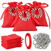 BETESSIN 24pz Bomboniere Laurea Portaconfetti Ciondoli Corona d'Alloro Sacchetti Iuta Rossa Confetti Nastro Rosso Addobbi Laurea Festa Bomboniere Confetti Regalo