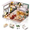 Cuteefun Miniature Casa delle Bambole Musica e Mobili, Bricolage Creativo Adulti, Casa in Miniatura Fai da Te da Costruire, Regalo Compleanno per Le Donne, Vita Confortevole