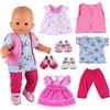 Miunana 8 Pezzi (NON INCLUDE BAMBOLA)= 3 Abiti Vestiti + Pantaloni + Canotta + 3 PCS Scarpe Per 36 CM-43 CM New Born Baby Dolls Bambola, Bebé Bambolotti