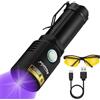 Alonefire X901UV 10W 365nm Torcia UV Professionale Ricaricabile USB C Lampada Ultravioletta Blacklight Luce Nera Rilevatore di Urina per Resina Indurimento con Occhiali Protettivi UV, Batteria Inclusa