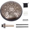 Rayzm Tamburo in Acciaio, 6 Pollici 11 Toni D-Key Steel Tongue Drum, Strumento a Percussione Portatile Handpan in Acciaio al Carbonio