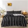 Vgzsyomqib Reversibile Geometrico Set Copripiumino Matrimoniale Completo 1 Sacco Copripiumino 200x200 cm e 2 Federe 50x75 cm Copri Piumone Scacchi Righe Parure Biancheria Letto Una Piazza e Mezza Nero