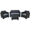 DecHome Salotto da Giardino in Rattan con Divano due Poltrone e Tavolino con cuscini cm 131x57x79 colore Nero - WI806799-NERO