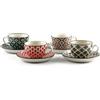 LIONESS Mosaik confezione 4 tazze tè con piatto cl 16 decori assortiti