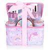 BRUBAKER Cosmetics 7-Pz. Unicorno Set da Bagno e Doccia - Cherry Blossom - Confezione Regalo con Fragranza Fiore di Ciliegio Incl. 2 Candele Profumate in una Scatola Cosmetica