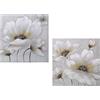 DRW Set 2 quadri di tela fiori con varie tonalità grigie 60 x 3 x 60 cm