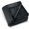 Linder 5047/10/841 - Morbida Coperta in Poliestere, Colore: Bianco, 100% Poliestere, Nero, 130x180