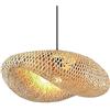 B·LED BARCELONA LED BarcelonaLED Lampada Pendente da Soffitto in Vimini Realizzata a Mano con Bambù e Rattan in Legno Naturale Stile Decorativo Asiatico Vintage E27