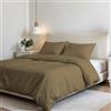Italian Bed Linen Parure Copripiumino Elegant Letto Matrimoniale 100% Microfibra, Made in Italy - Set Copri Piumino - Sacco Piumone 250x200cm con Patella + 2 Federe 50x80cm, Tinta Unita - Nocciola