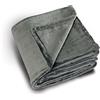 Linder 5047/10/841 - Morbida Coperta in Poliestere, Colore: Bianco, 100% Poliestere, Grigio, 130X180