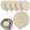 JAUHOFOGEI Lampadina G4 LED, 2W (Equivalenti a 20W Alogena), 12V ac/10-30V dc, Faretto G4 Disco per Faretti da incasso, Non dimmerabile, 12 Volt, Luce Bianco Caldo, 6 Pezzi