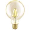 EGLO Lampada Led E27, lampadina vintage ambra, globo per illuminazione retrò, quattro watt (equivalenti a 30 watt), 330 lumen, Led E27 bianco caldo, 2200 Kelvin, lampadine Edison G95, diametro 9,5 cm