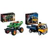 LEGO 42149 Technic Monster Jam Dragon, Set 2 in 1 con Pull-Back & 42147 Technic Camion Ribaltabile, Set 2 in 1 con Camioncino ed Escavatore Giocattolo