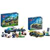 LEGO 60369 City Addestramento Cinofilo Mobile, Set con Percorso a Ostacoli, SUV Macchina Polizia Giocattolo e Rimorchio, 2 Figure di Animali, Giochi per Bambini & 60383 City Auto Sportiva Elettrica