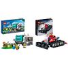 LEGO 60386 City Camion per il Riciclaggio dei Rifiuti, Camioncino Giocattolo con 3 Bidoni & 42148 Technic Gatto delle Nevi, Set 2 in 1 con Motoslitta e Spazzaneve Giocattolo