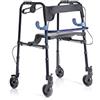 MOPEDIA Rollator pieghevole in alluminio verniciato con 2 leve 2 ruote piroettanti con blocco 2 ruote fisse con freni Art. RP751