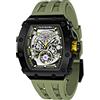 TSAR BOMBA Luxury Orologio Uomo Silicone Tonneau Automatico Giapponese Orologi da polso da Uomo Scheletro 50M Impermeabile Zaffiro Cristallo Luminoso Classico Regalo per gli Uomini