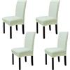 Leeyunbee 4 Pezzi Coprisedie con Schienale Elastica, Beige | Lavabile, Sfoderabile, Poliestere-elastam, Facile da Pulire, Fodere per Sedie, per Sala da Pranzo, Cucina Cerimonia Matrimoni