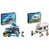LEGO 60384 City Il Furgoncino delle Granite del Pinguino, Camion Giocattolo con Minifigure & 60283 City Camper delle Vacanze, Modellino da Costruire di Roulotte Giocattolo