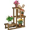 Outsunny Scaffale per Piante da Esterno a 4 Ripiani con Decorazione a Mulino, 76x30x90cm|Aosom