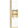 kleankin Mobile Bagno in Truciolato Bianco con 2 Armadietti con Ante e 2 Ripiani Aperti, 53x33.5x195.7 cm|Aosom