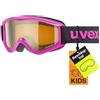 uvex speedy pro, occhiali da sci per bambini, con intensificazione del contrasto, campo visivo ampliato, privo di appannamenti, pink/lasergold, one size