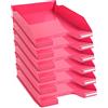 Exacompta - Cod.113284D - Confezione da 6 Vaschette portacorrispondenza Combo Midi Iderama per formato A4+ - Impilabili - Capacità 500 fogli 80 gr - Dimensioni : 34,7 x 25,5 x 6,5 cm - Lampone glossy