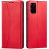 OKZone Cover per Samsung Galaxy S20 Plus, Custodia Flip Pelle Portafoglio Magnetica Libro [Slot Schede], Silicone TPU Bumper Wallet Supporto Cover, Antiurto [Kickstand] (Rosso)