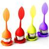 Gwolf Infusore da tè in Silicone, Filtro da tè, tè più Caldo, colino da tè a Foglia Sciolta, Manico in Silicone colino in Acciaio Inossidabile con Vassoio antigoccia Incluso, infusore da tè, 4 Pezzi