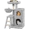 Yaheetech Albero Tiragraffi per Gatti 94 cm in Sisal e Truciolato Posatoio Piattaforma Cesta Scala Torre Gioco Grigio Chiaro