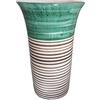 Ceramiche Angela Rinaldi - Portaombrelli Portafiori in Ceramica di Vietri dipinto a mano Maiolica Design Terracotta (fascia verde e righe, Portafiori Altezza cm 26 diametro cm 19)