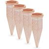 Relaxdays Set da 4 Coni Irrigazione, Piante in Vaso e Fioriere, Innaffiatori per Bottiglie da 1,5 l in Pet, Terracotta, Ceramica