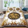 ZQMHCY Copripiumino Matrimoniale Barocco Color Crema Bedding Set Microfibra Antirughe Morbido e Confortevole Reversibile Set 3 pezzi, 1 Copripiumino(240x220cm) con Cernier e 2 Federe(50x75cm)