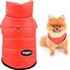 SMALLLEE_LUCKY_STORE Piumino invernale per animali domestici, foderato in pile con anello a D, per cani di piccola taglia, gatti, cuccioli, chihuahua Yorkie, vestiti caldi e freddi, rossi, S